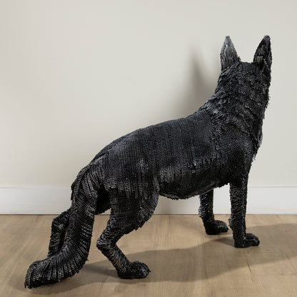 German Shepherd metal sculpture face detail