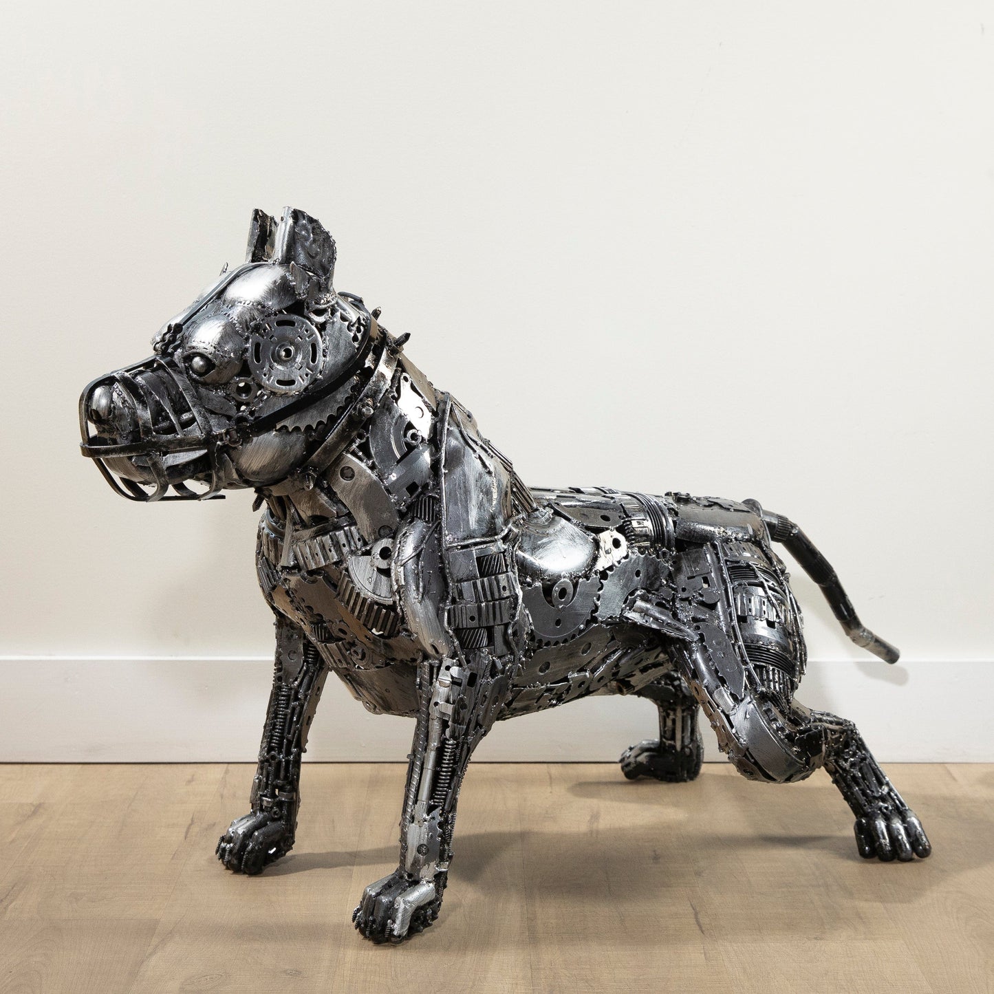 29 inch Pitbull dog recycled metal sculpture — Vault 88