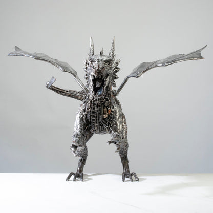 Dragon metal sculpture side view