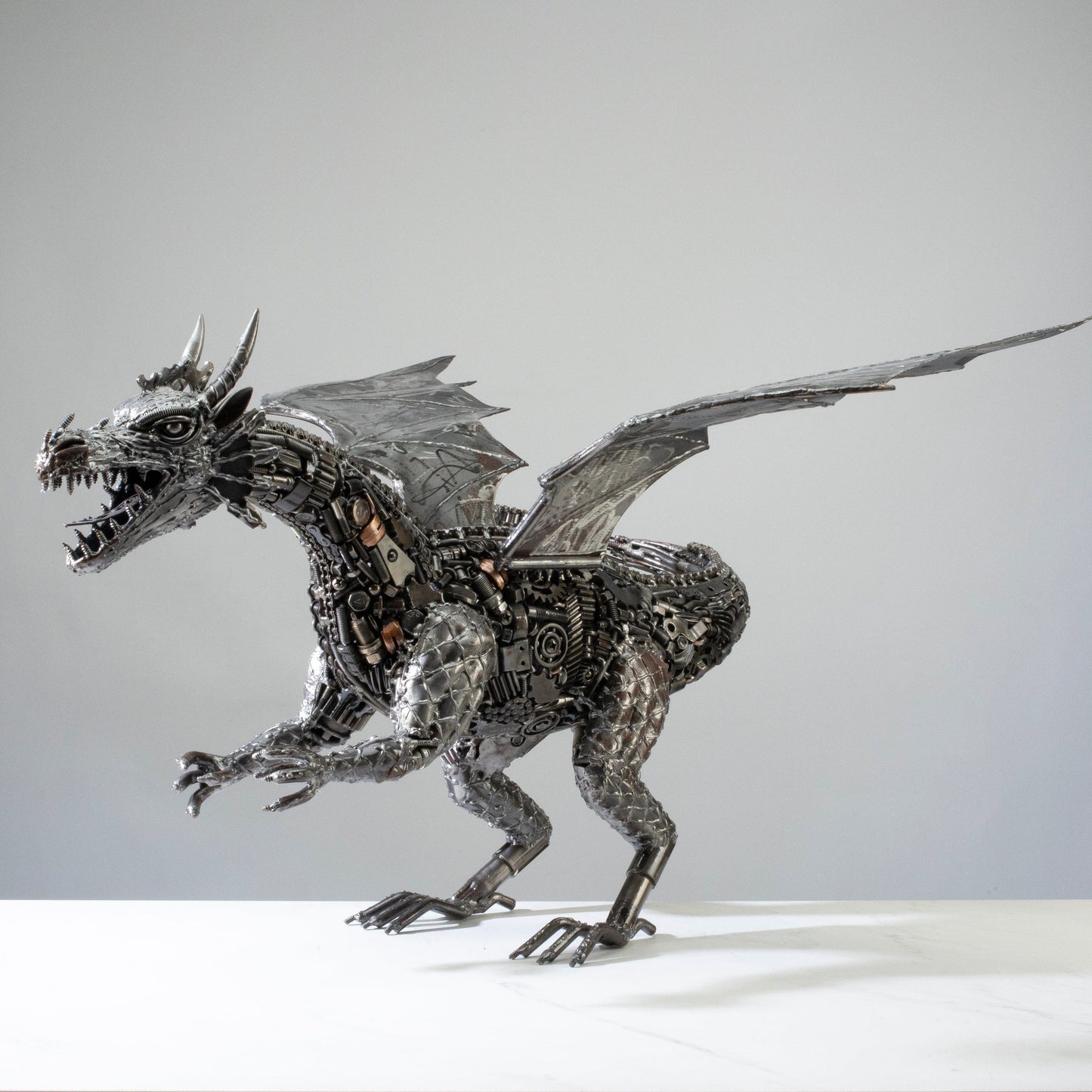 30 inch dragon recycled metal sculpture — Vault 88