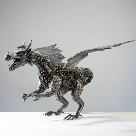 30 inch dragon recycled metal sculpture — Vault 88