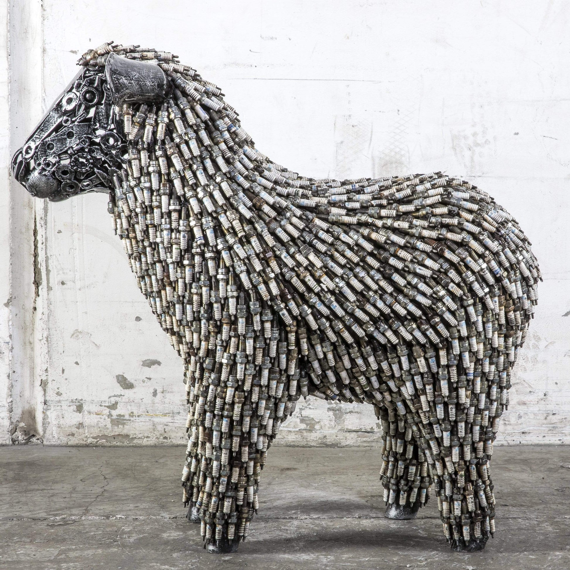 Spark plug sheep sculpture rear view