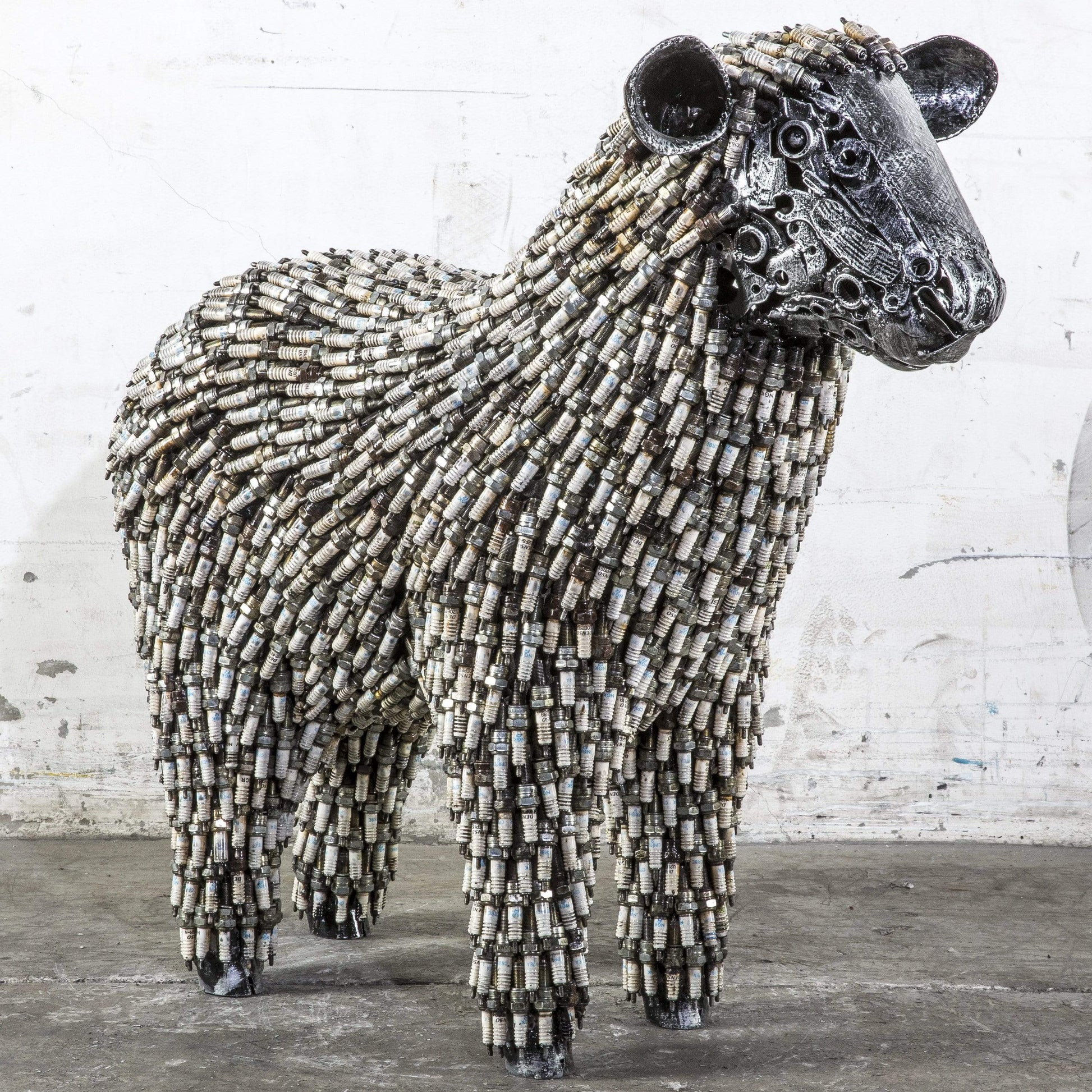 30 inch spark plug sheep recycled metal sculpture — Vault 88