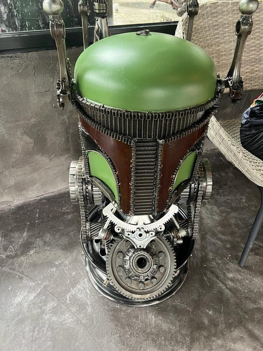 36 inch Boba Fett inspired recycled metal sculpture table — Vault 88