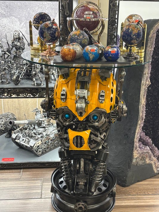 36 inch Bumblebee inspired recycled metal sculpture table edition S08 — Vault 88