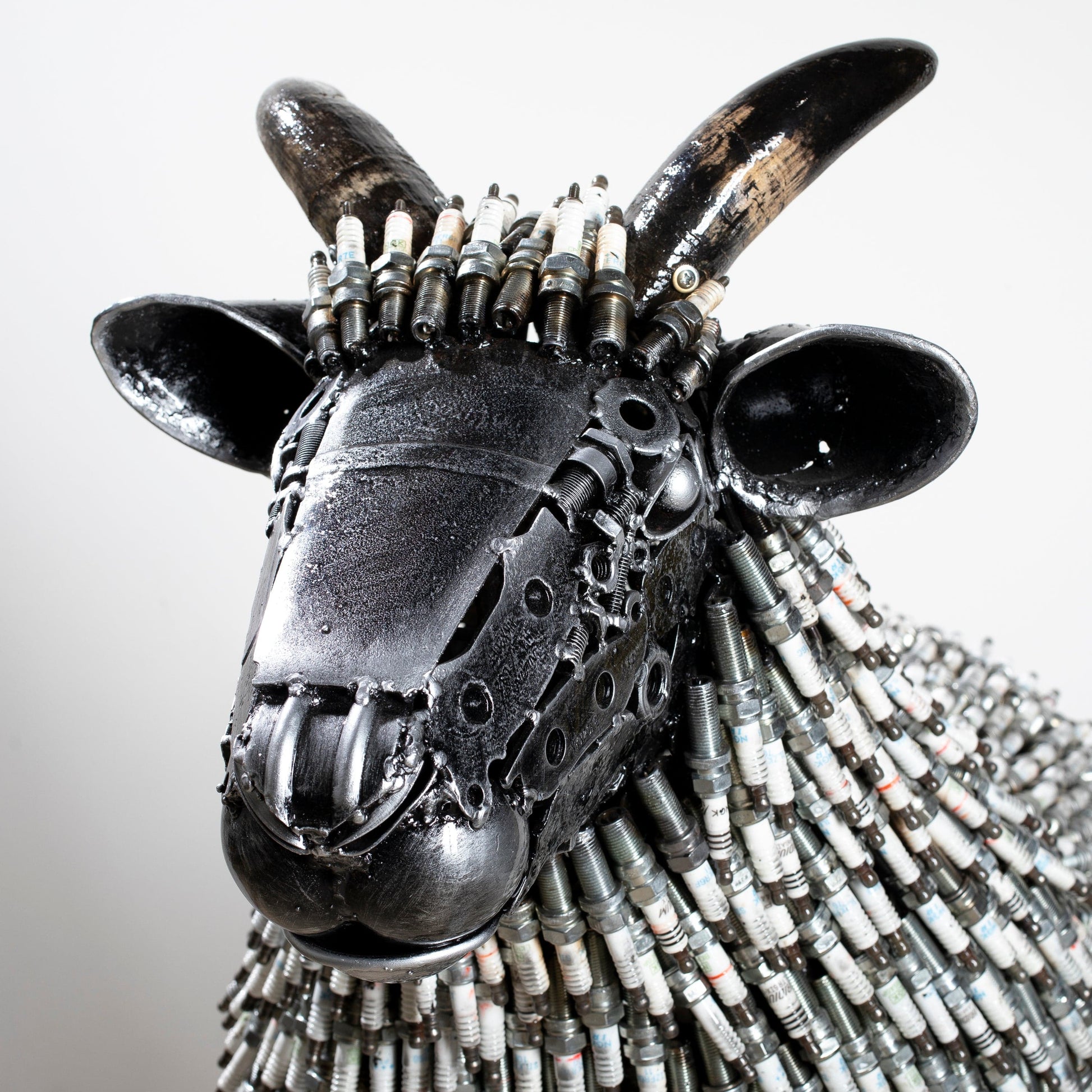Large spark plug sheep angle view