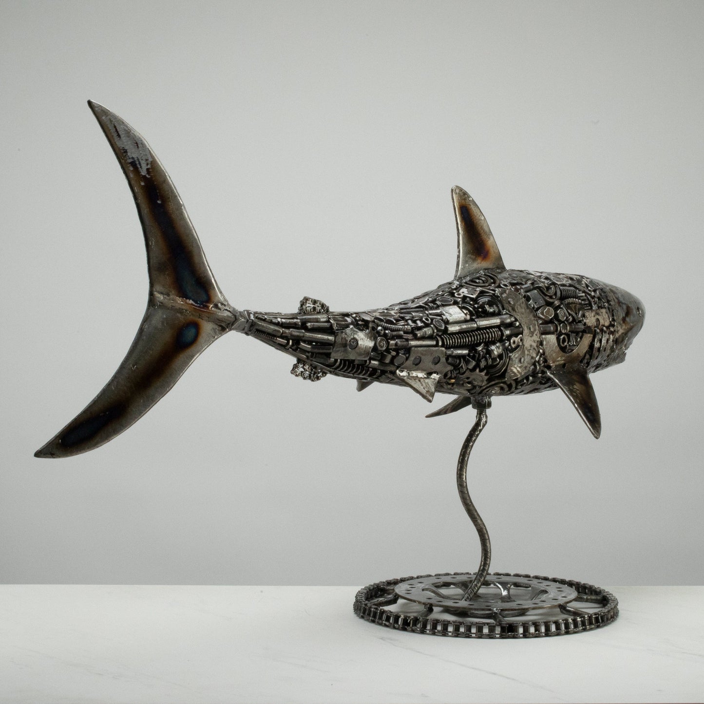 Great white shark sculpture jaw detail