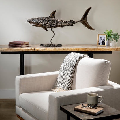 Great white shark sculpture side view