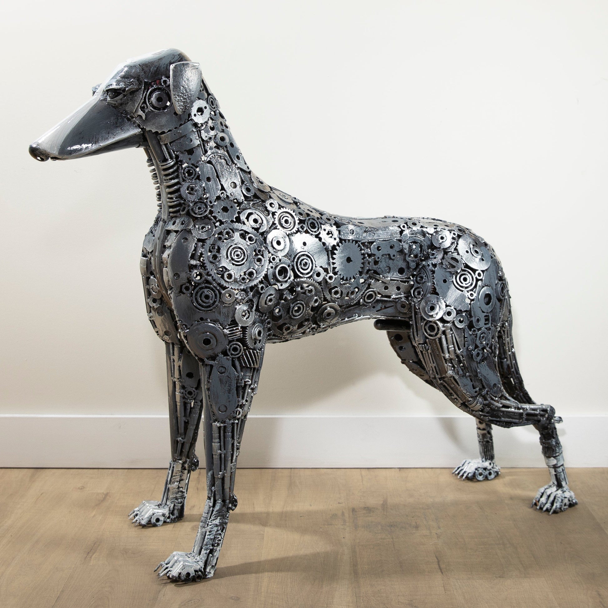 40 inch Greyhound dog recycled metal sculpture — Vault 88