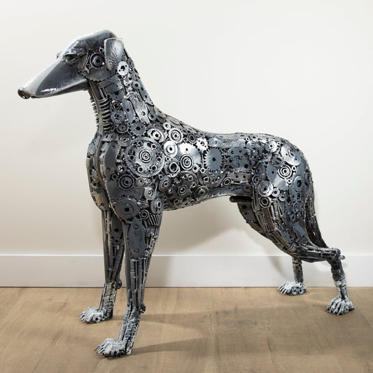 40 inch Greyhound dog recycled metal sculpture — Vault 88