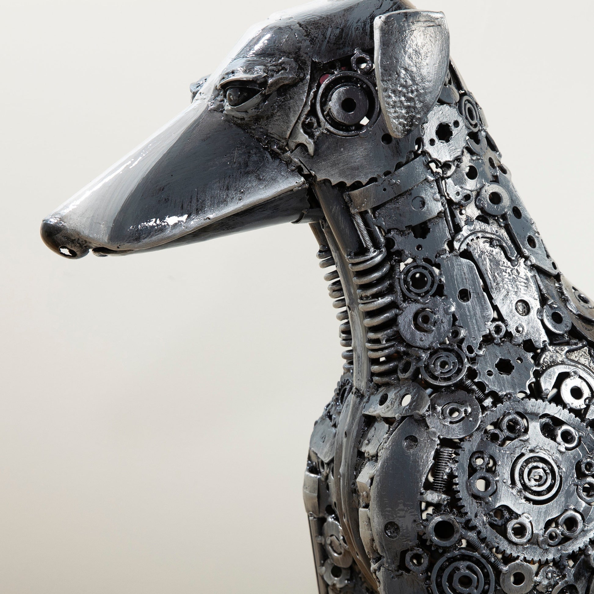 Greyhound metal sculpture detail