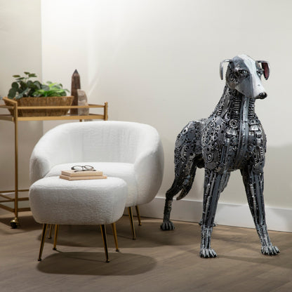 Greyhound metal sculpture side profile