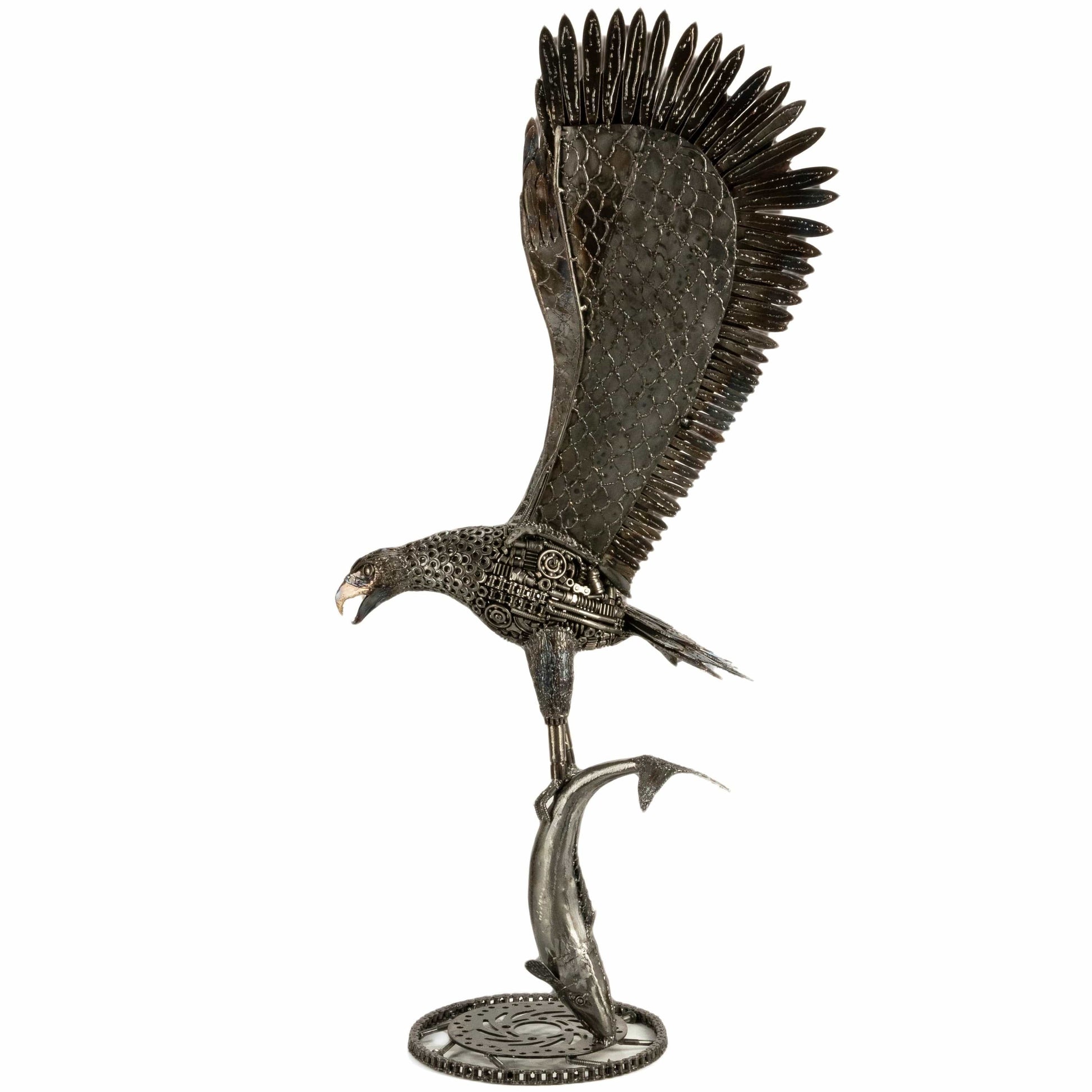 Eagle metal sculpture feather detail