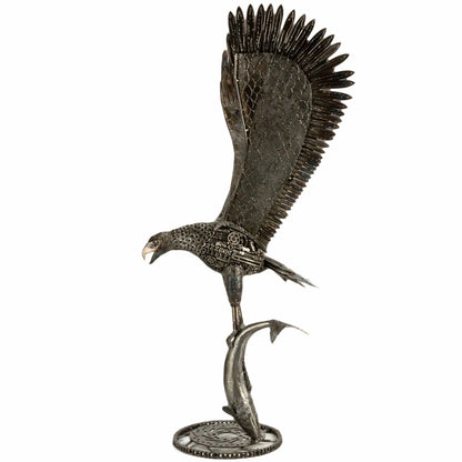 Eagle metal sculpture feather detail