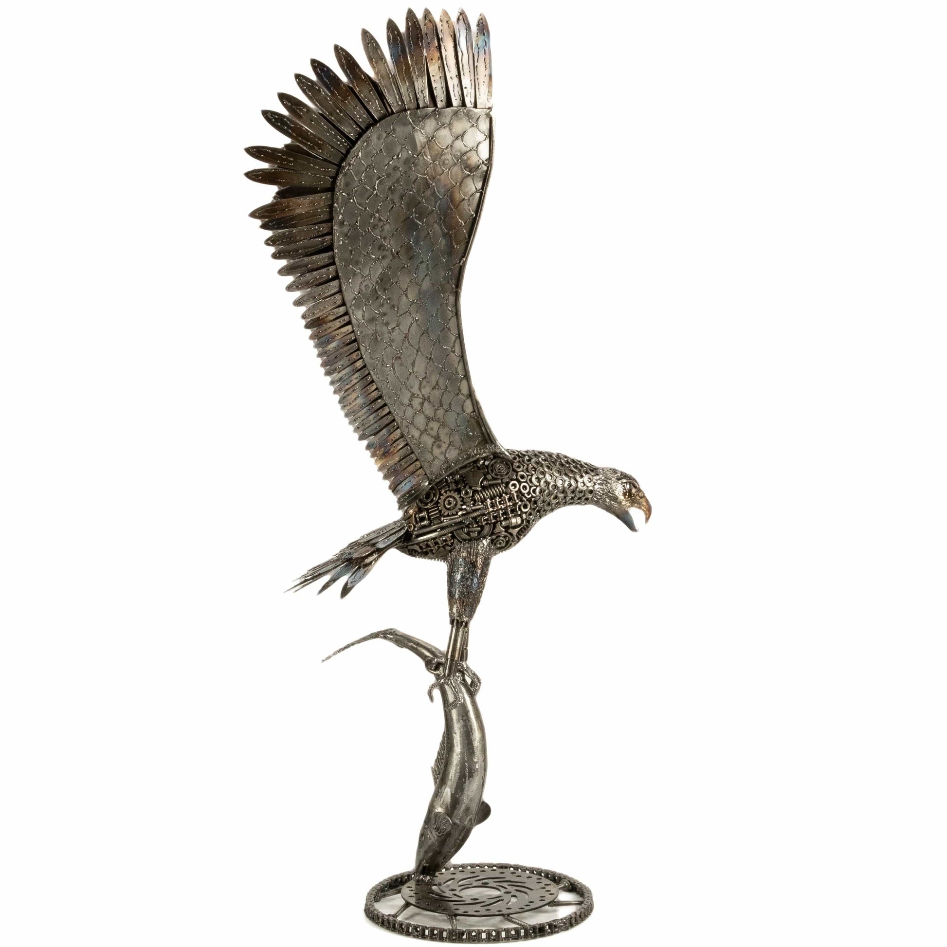 Eagle metal sculpture side view