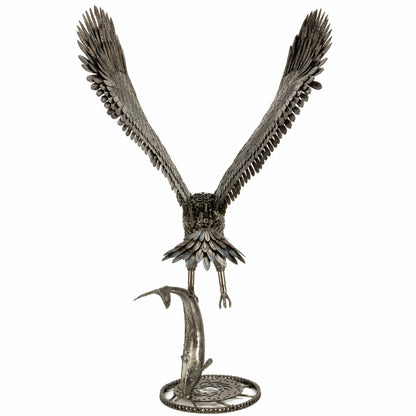 Eagle metal sculpture angle view