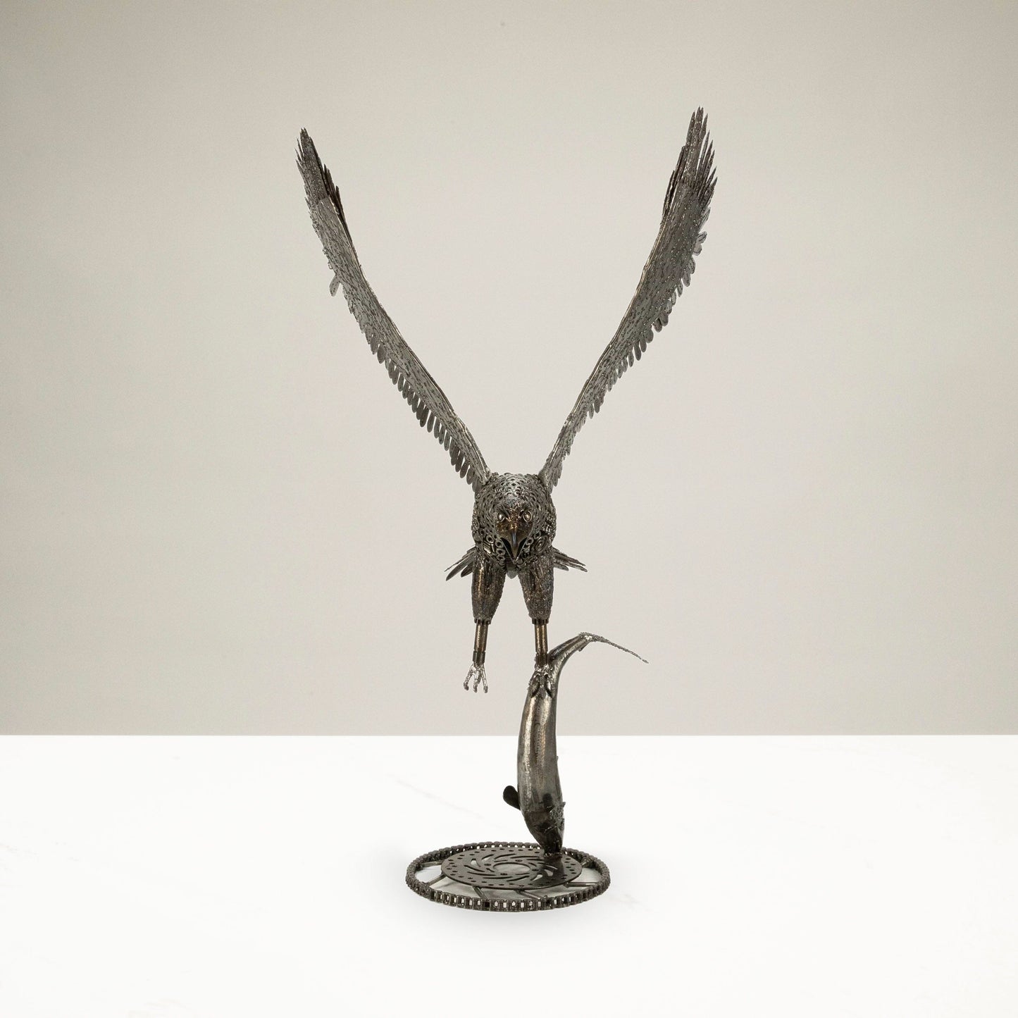 Eagle metal sculpture wing detail