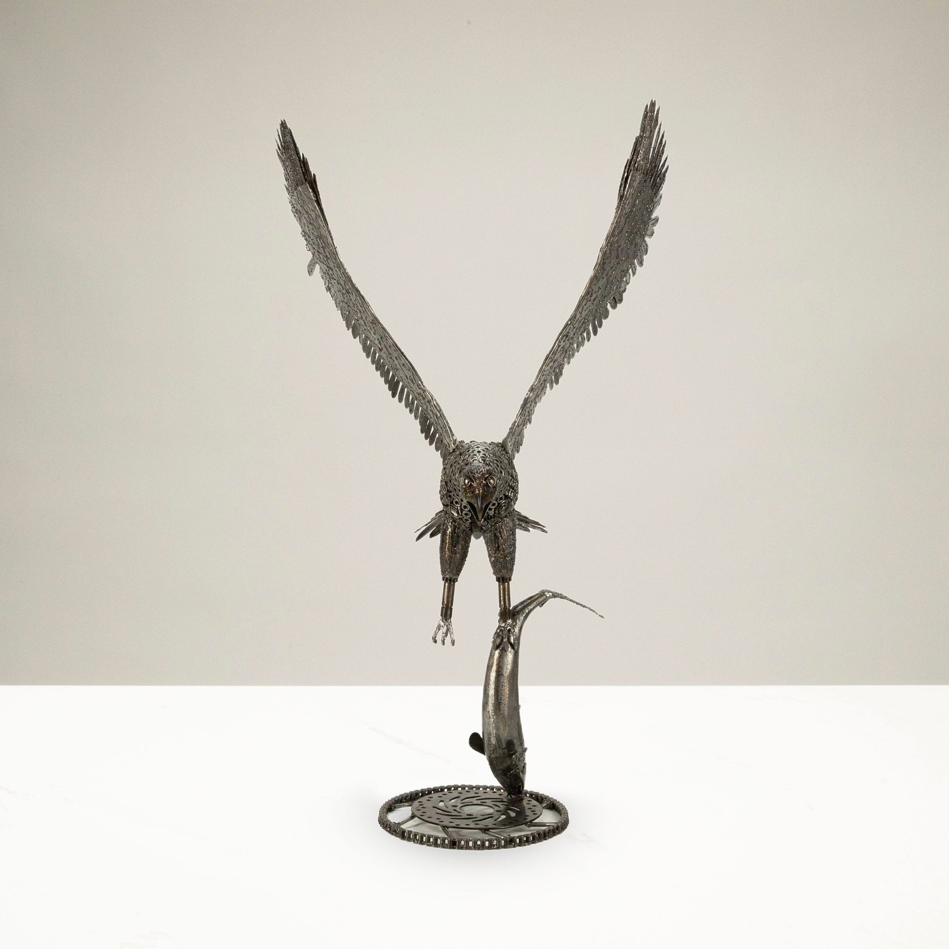Eagle metal sculpture wing detail