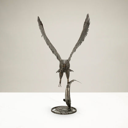 Eagle metal sculpture wing detail