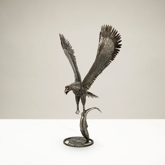 47 inch eagle on the hunt recycled metal sculpture — Vault 88