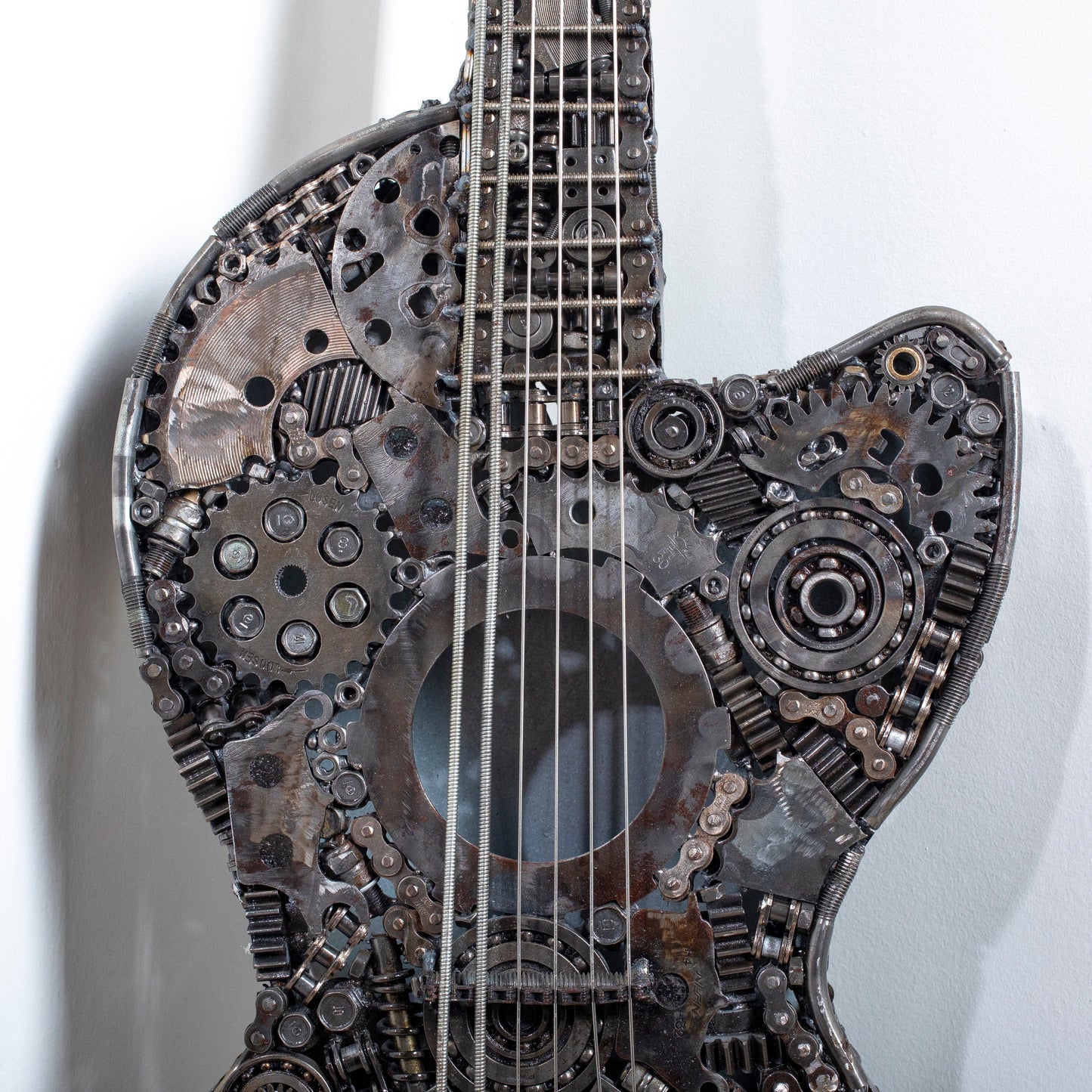 Guitar metal sculpture angle view