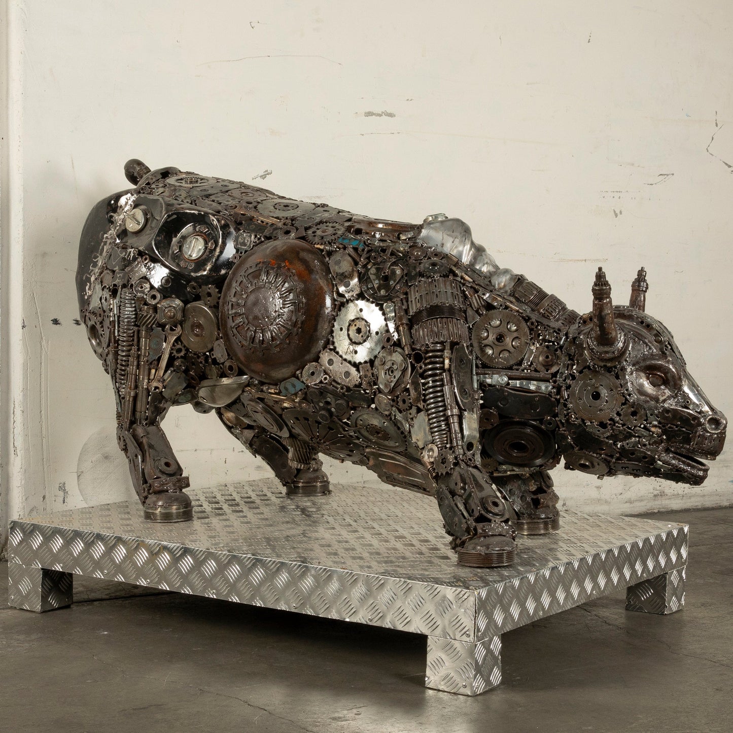 Wall Street bull sculpture weld detail