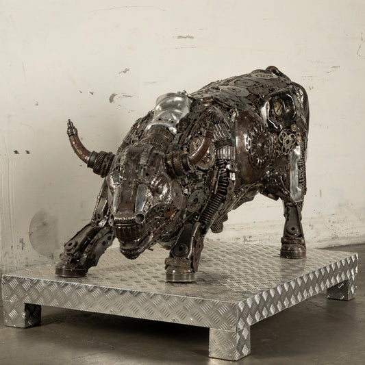 60 inch Wall Street bull recycled metal sculpture — Vault 88