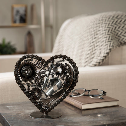 Heart metal art side view