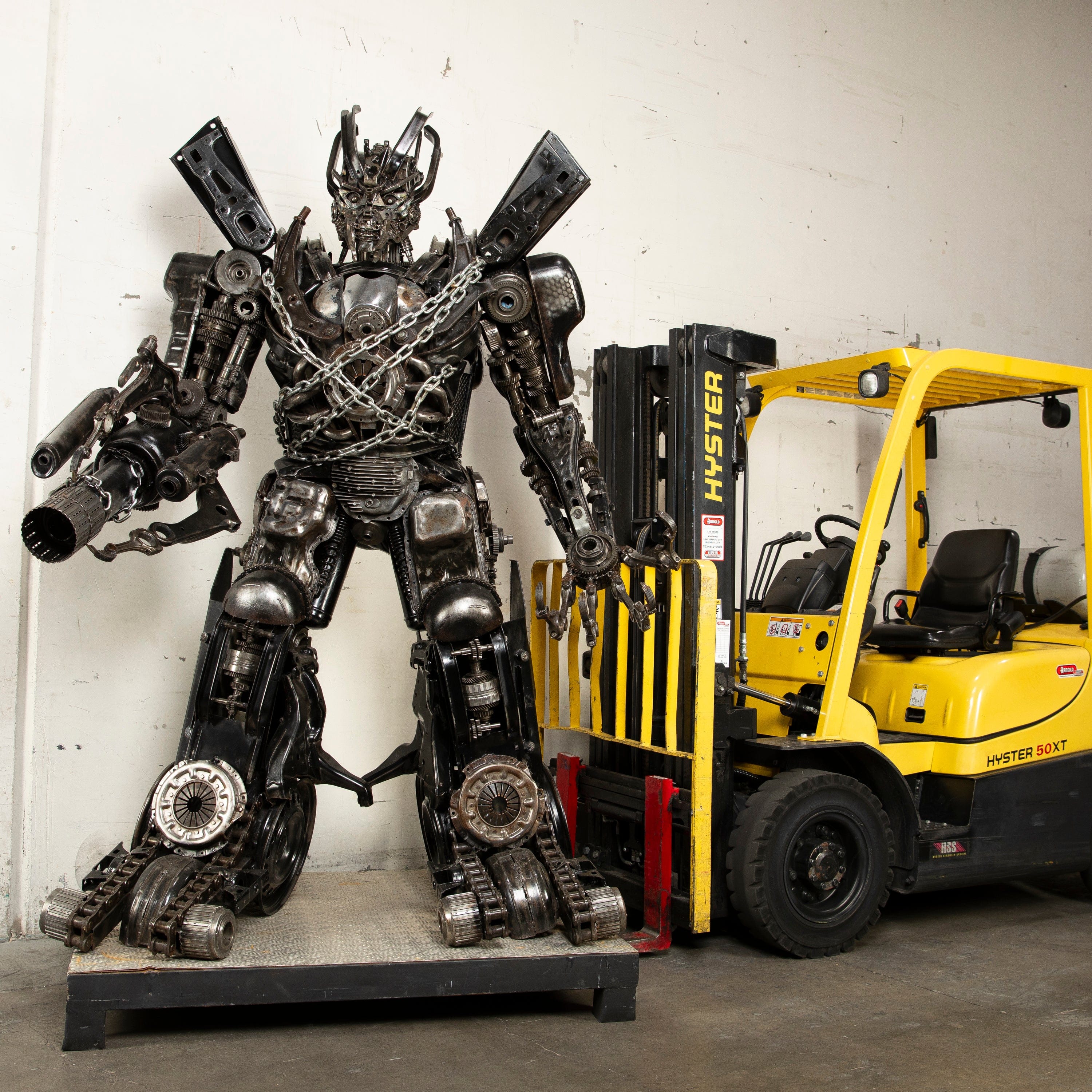 97 inch Megatron inspired recycled metal sculpture — Vault 88
