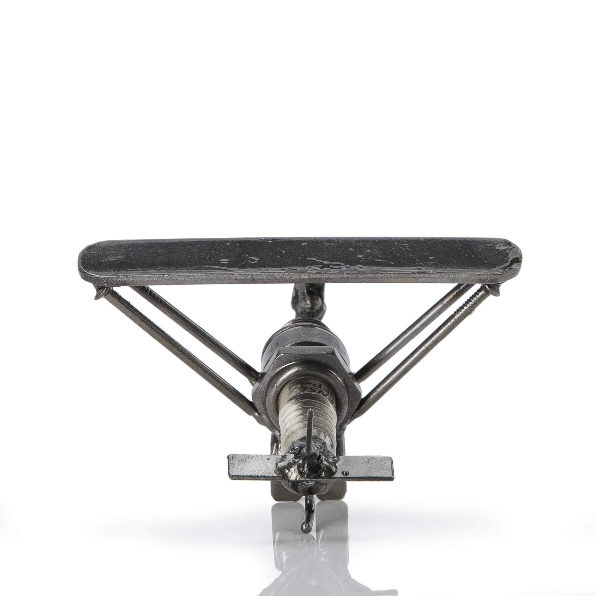 Airplane metal sculpture angle view