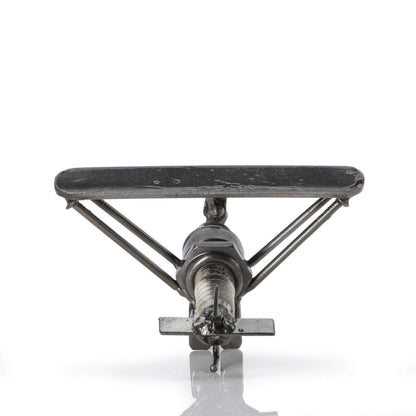 Airplane metal sculpture angle view
