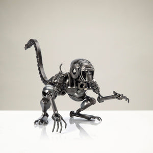 6.5" Alien Crouched Inspired Recycled Metal Sculpture