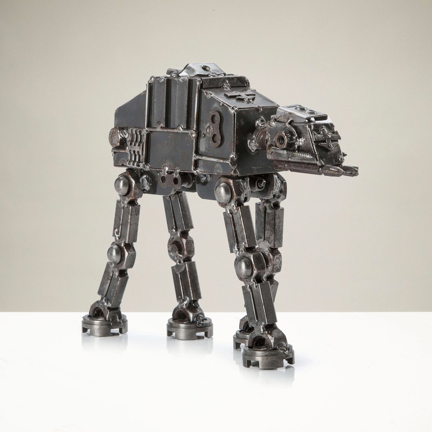 AT-AT metal sculpture side view