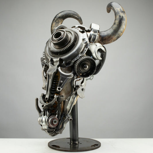 Bull skull recycled metal sculpture edition S157 — Vault 88