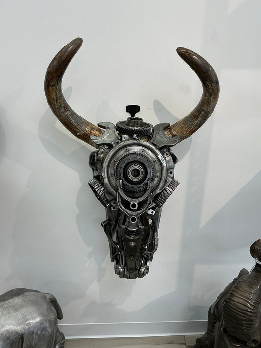 Bull skull recycled metal sculpture edition S165 — Vault 88