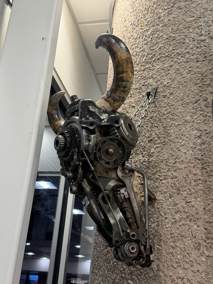 Bull Skull Recycled Metal Sculpture — Edition S202
