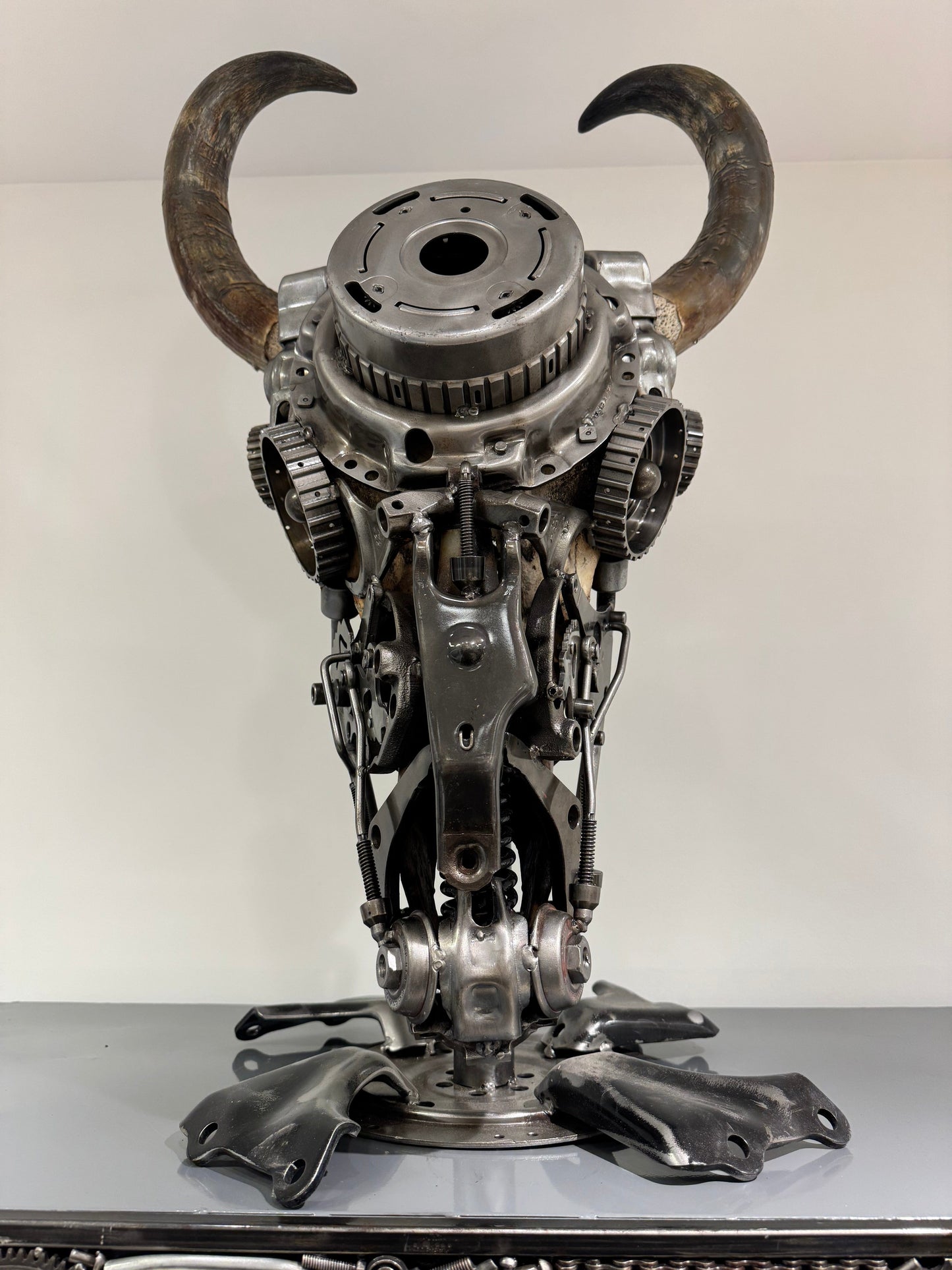 Bull skull recycled metal sculpture edition S214 — Vault 88