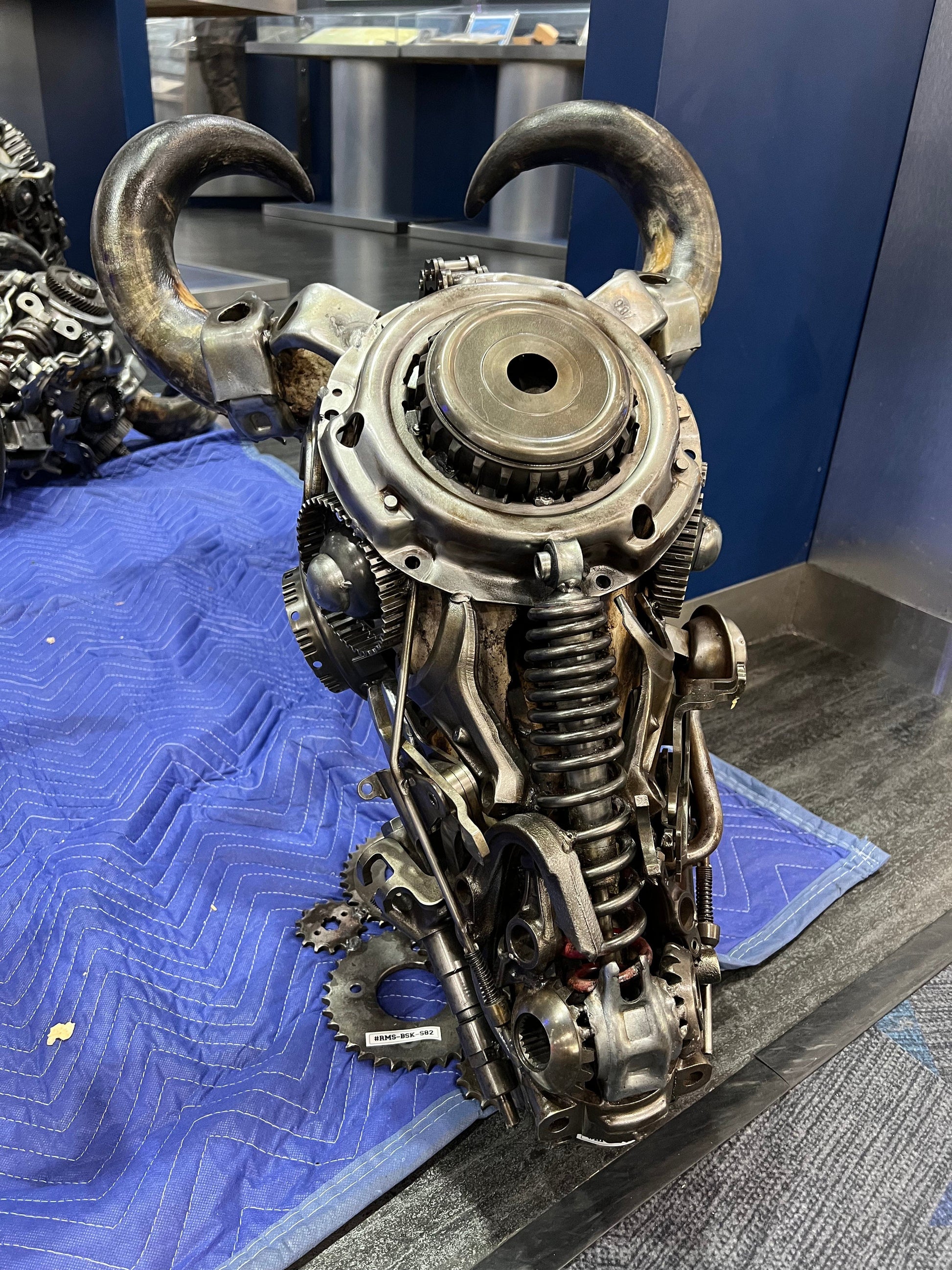 Bull skull recycled metal sculpture edition S82 — Vault 88