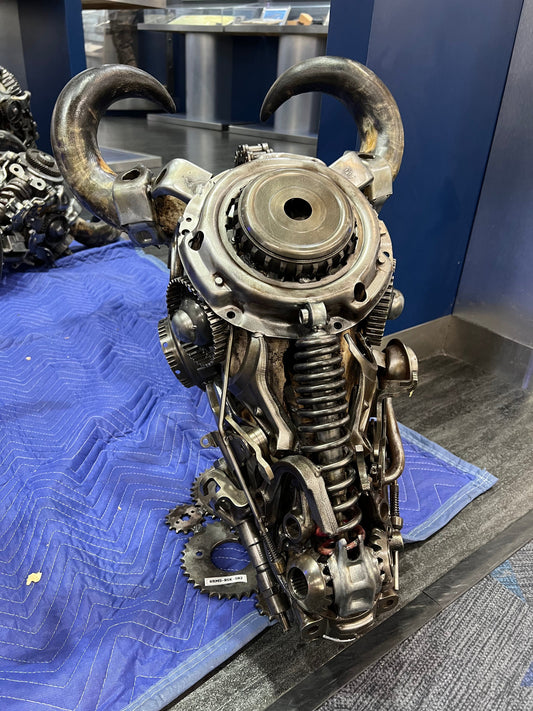 Bull skull recycled metal sculpture edition S82 — Vault 88