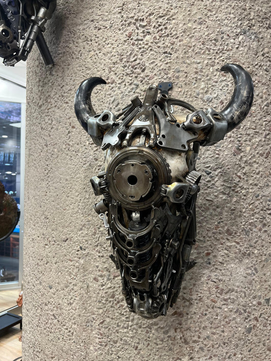 Bull skull recycled metal sculpture edition S85 — Vault 88