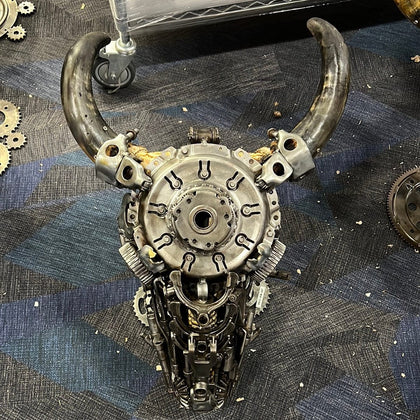 Bull Skull Recycled Metal Sculpture — Edition S87