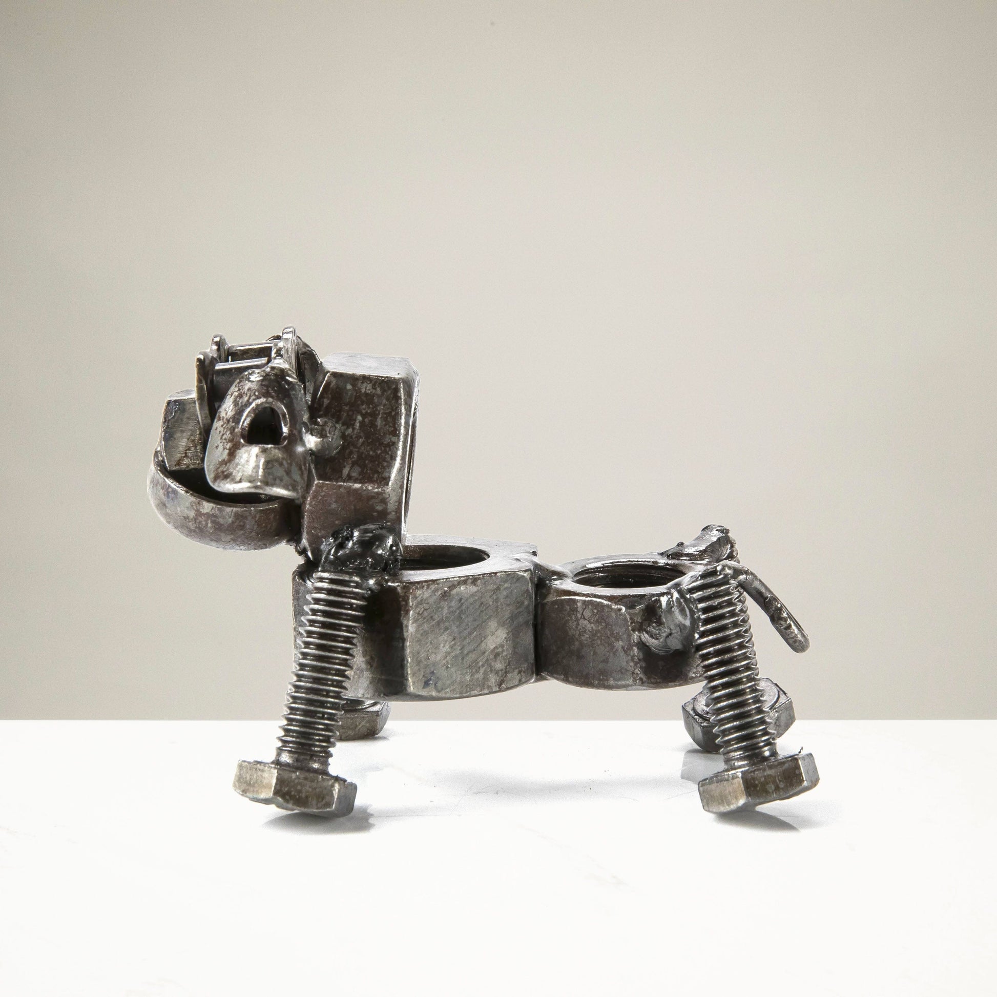 Dog metal sculpture detail