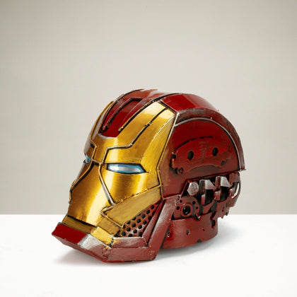 Ironman Head Inspired Recycled Metal Art Sculpture
