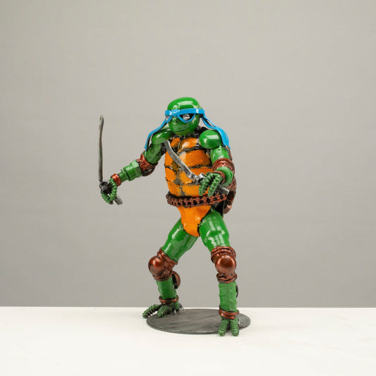 9.5" Leonardo Ninja Turtle Inspired Recycled Metal Sculpture — Vault 88