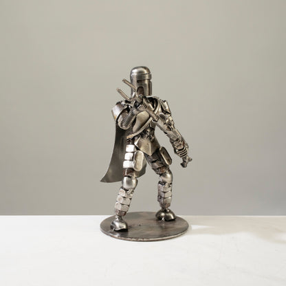 Mandalorian metal sculpture angle view