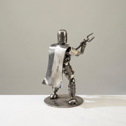 Mandalorian metal sculpture side view