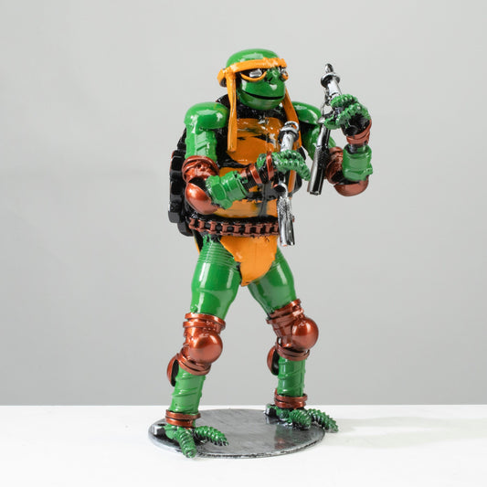 9.5" Michelangelo Ninja Turtle Inspired Recycled Metal Sculpture — Vault 88