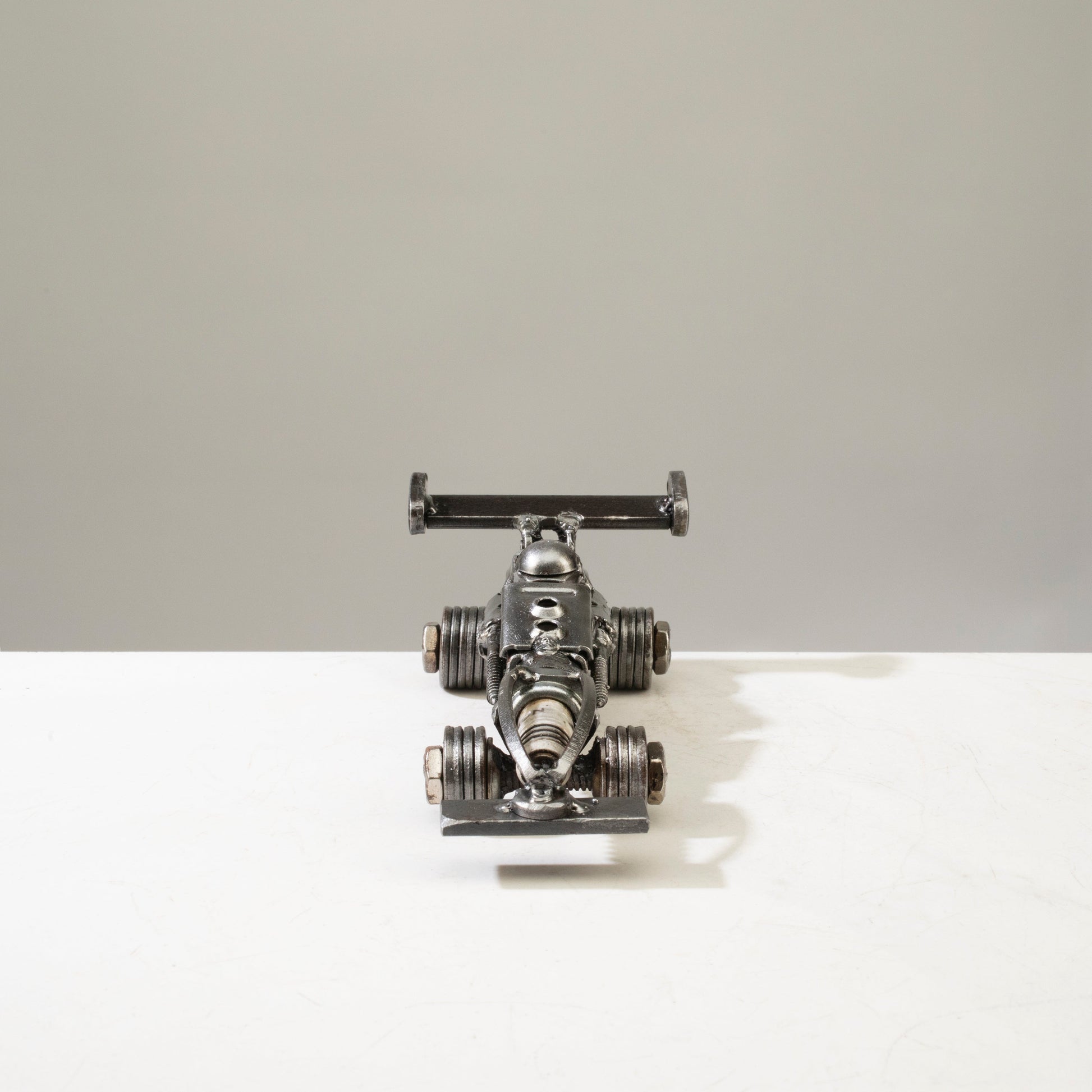 Mini F1 metal car angle view