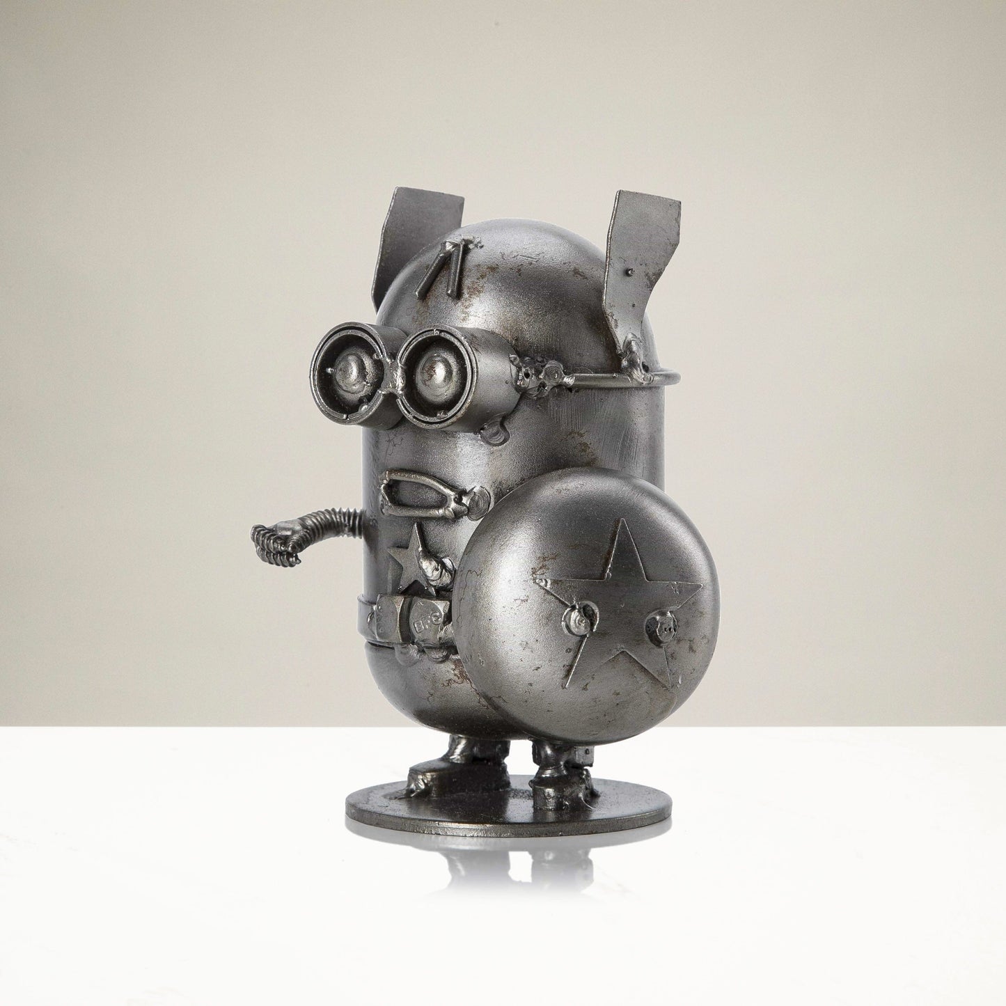 Minion Captain America recycled metal sculpture — Vault 88