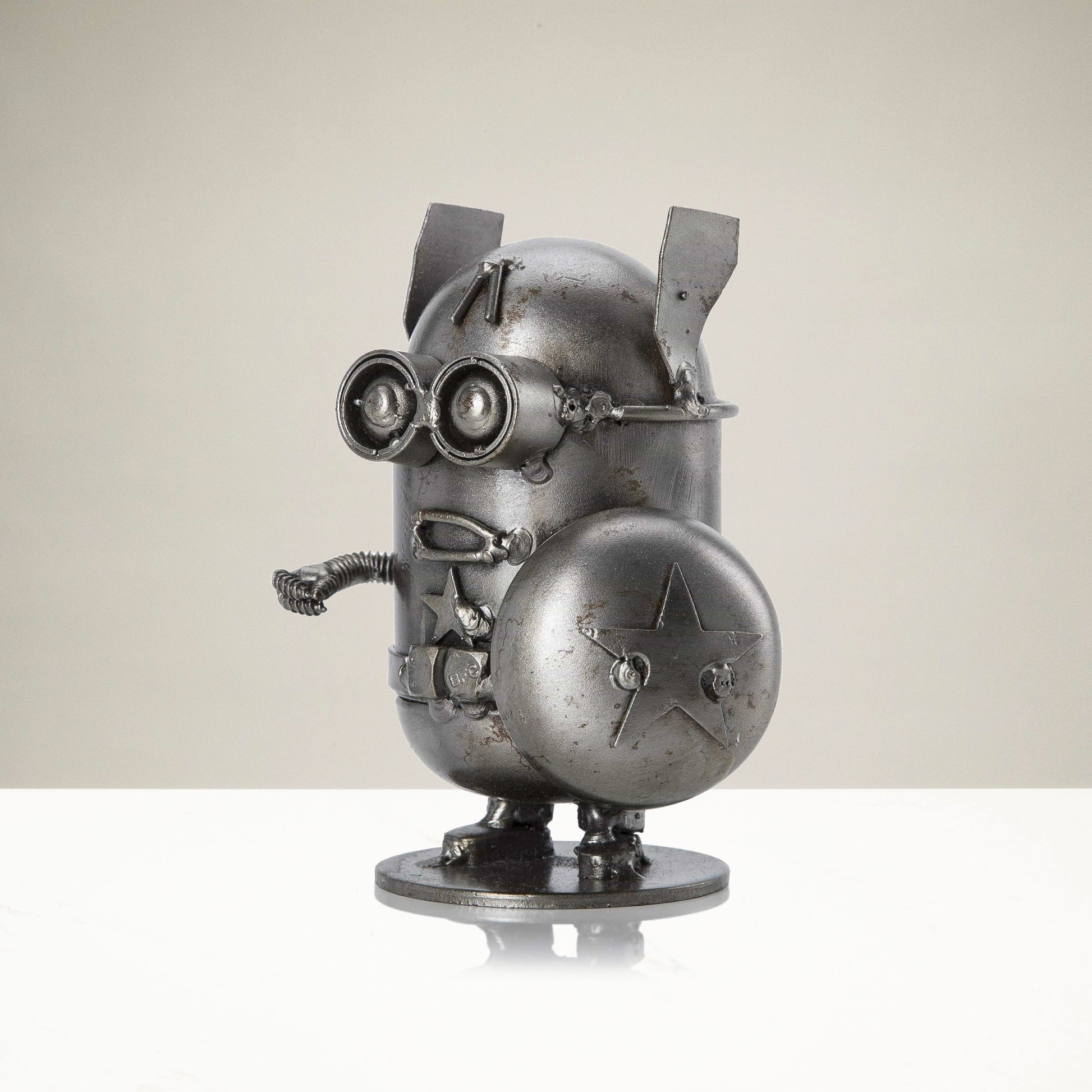 Minion Captain America recycled metal sculpture — Vault 88